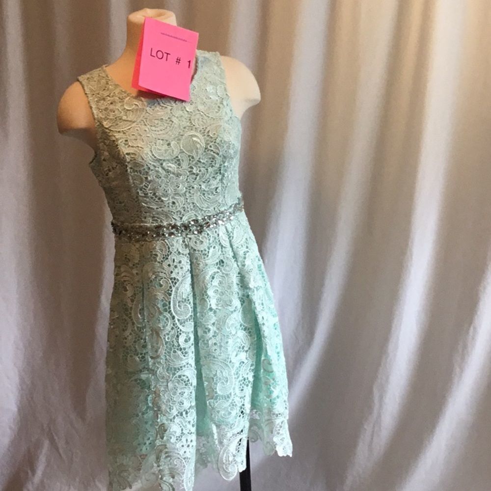 Lace sleeveless 👗 in mint green size large NWT